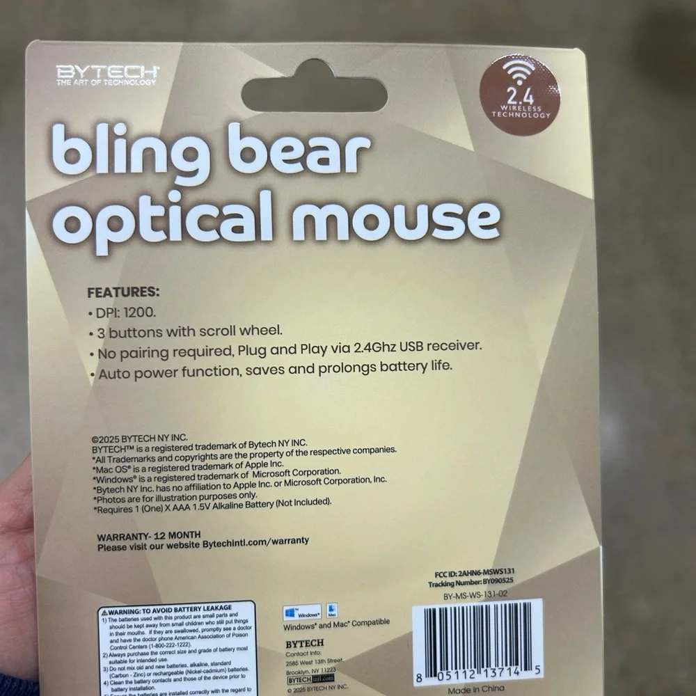 NWT Bling Bear Optical Mouse